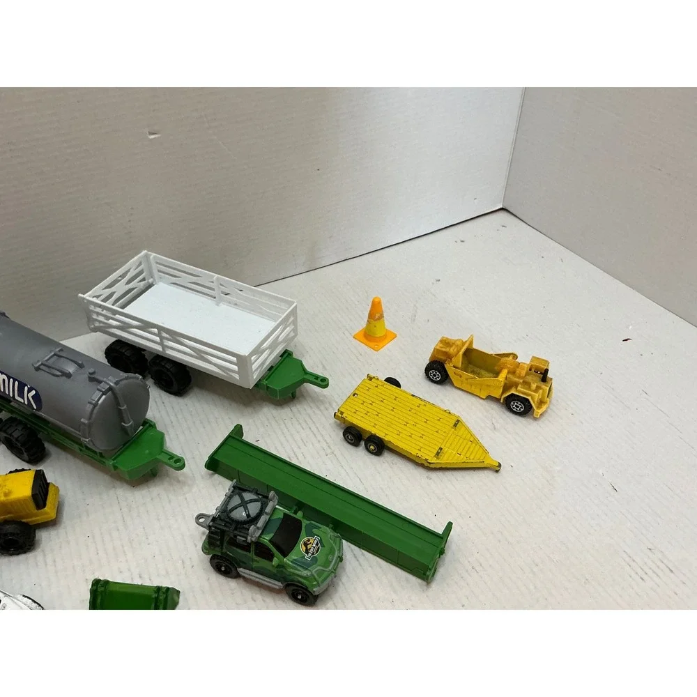 Vintage Toy Vehicle Lot Farm Tractors Trailers Construction Equipment 15+ Pieces